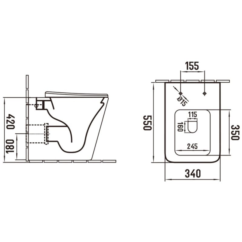 Mexen Cube WC-Stehschüssel Rimless mit Slim-Absenkautomatik, Duroplast, Schwarz Matt - 32924085