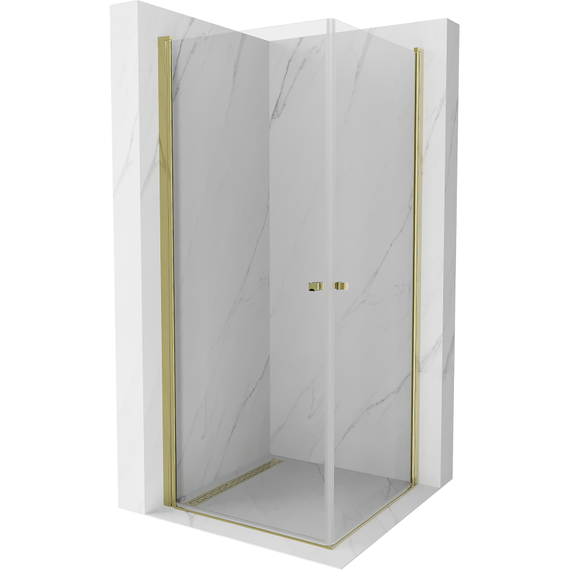Mexen Pretoria Duo Duschkabine schwenkbar 70 x 70 cm, transparent, gold - 852-070-070-50-00-02