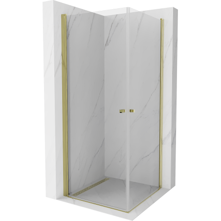 Mexen Pretoria Duo-Duschkabine schwenkbar 90 x 90 cm, transparent, gold - 852-090-090-50-00-02