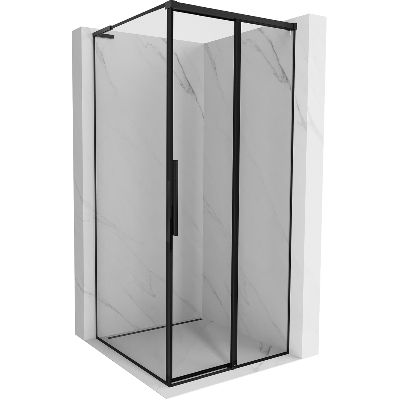 Mexen Rox L Duschkabine rechts schiebbar 100 x 100 cm, schwarzer Rahmen, schwarz - 8C2L-100-100-70-70-P