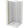 Mexen Pretoria Schwenkbare Duschkabine 80 x 80 cm, transparent, gold + Flat Duschwanne - 852-080-080-50-00-4010