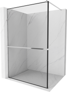 Mexen Kioto+ Duschwand mit Ablage Walk-in 90 x 200 cm, schwarzer Rahmen, Chrom - 800-090-121-01-70