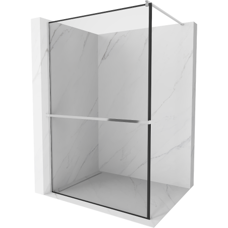 Mexen Kioto+ Duschwand mit Regal Walk-in 110 x 200 cm, schwarzer Rahmen, Chrom - 800-110-121-01-70