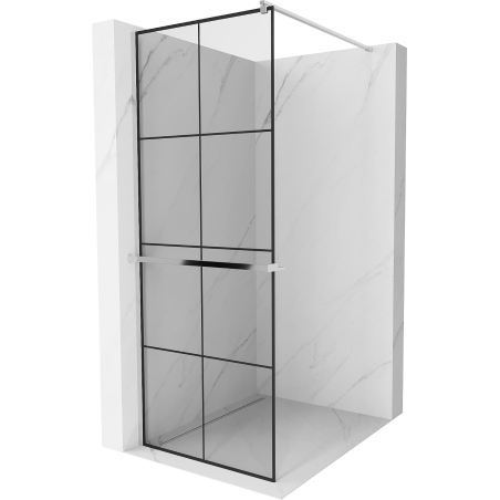 Mexen Kioto+ Duschwand mit Ablage Walk-in 70 x 200 cm, schwarzes Gitter, Chrom - 800-070-121-01-77