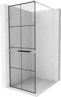Mexen Kioto+ Duschtür mit Regal Walk-in 90 x 200 cm, schwarzes Gitter, Chrom - 800-090-121-01-77