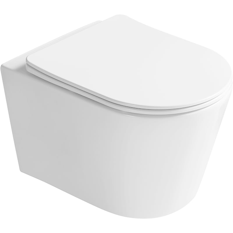 Mexen Rico 2.0 WC-Schüssel Rimless Tornado mit Slim-Absenkautomatik-Sitz, Duroplast, Weiß Hochglanz - 3072L4000T
