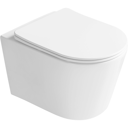 Mexen Rico 2.0 WC-Schüssel Rimless Tornado mit Slim-Absenkautomatik-Sitz, Duroplast, Weiß Hochglanz - 3072L4000T