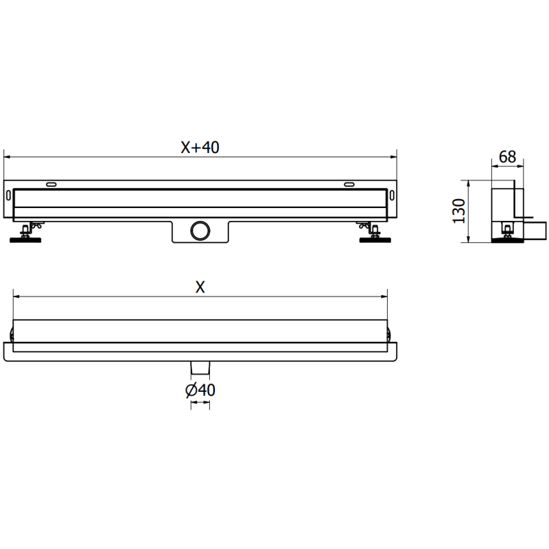 Mexen Flat Wall Wandlinienablauf 2-in-1 70 cm, gebürstet Gold - 1A30070