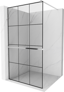Mexen Kioto+ Duschwand mit Ablage Walk-in 110 x 200 cm, schwarzes Gitter, Chrom - 800-110-121-01-77