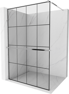 Mexen Kioto+ Duschwand mit Ablage Walk-in 130 x 200 cm, schwarzes Gitter, Chrom - 800-130-121-01-77