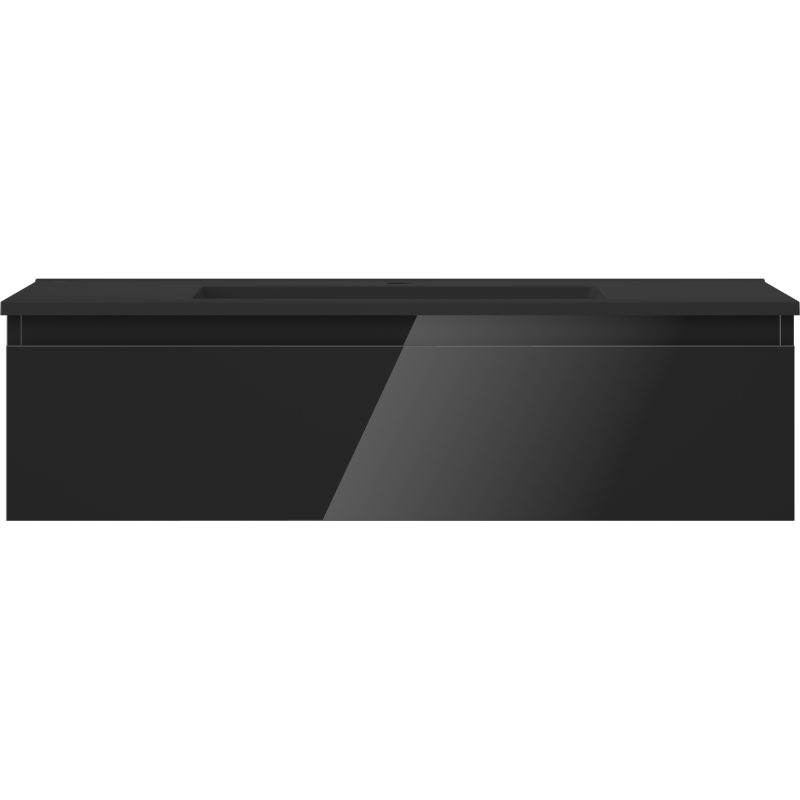 Mexen Orio Badezimmerschrank 90 cm mit Waschbecken Otis, 1 Schublade, schwarz glänzend/schwarz matt - 91A10-09023-1-BF70-W18M71