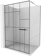 Mexen Kioto+ Duschwand mit Ablage Walk-in 100 x 200 cm, schwarzes Muster, Chrom - 800-100-121-01-78