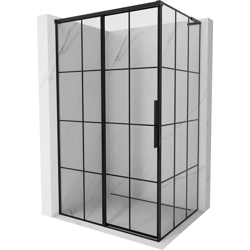 Mexen Rox L Duschkabine links 100 x 80 cm, schwarzes Gitter, schwarz - 8C2L-100-080-70-77-L