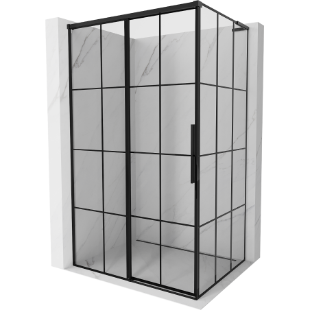 Mexen Rox L Duschkabine links 100 x 80 cm, schwarzes Gitter, schwarz - 8C2L-100-080-70-77-L