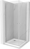 Mexen Pretoria Duo Duschkabine, schwenkbar, 80 x 80 cm, transparent, Chrom + Duschwanne Flat - 852-080-080-01-02-4010
