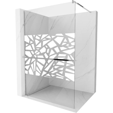 Mexen Kioto+ Duschwand mit Regal Walk-in 110 x 200 cm, weißes Muster, Chrom - 800-110-121-01-85