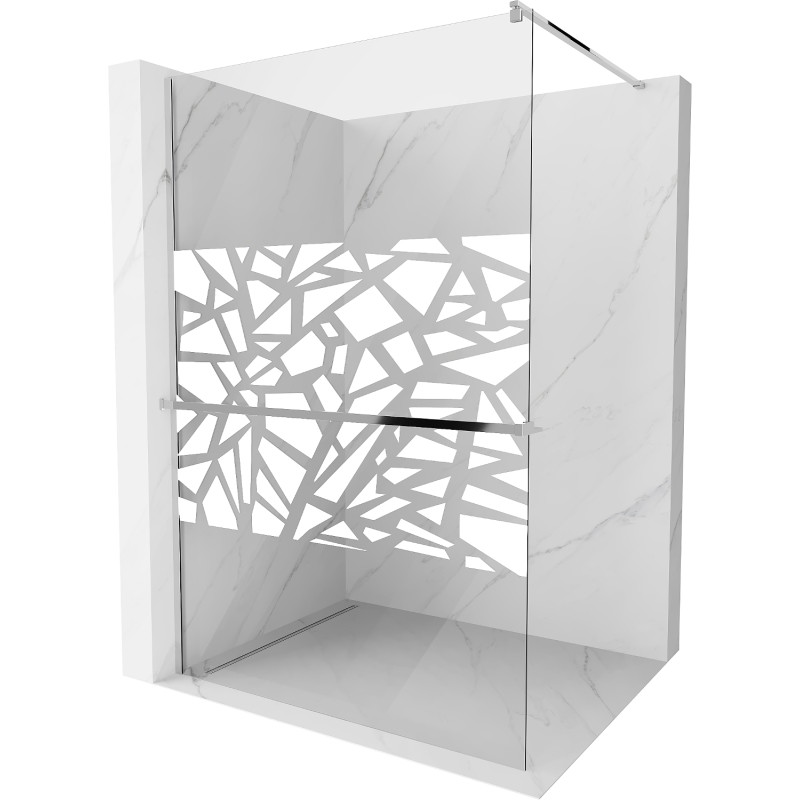 Mexen Kioto+ Duschwand mit Ablage Walk-in 120 x 200 cm, weißes Muster, Chrom - 800-120-121-01-85