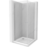 Mexen Pretoria Duo Duschkabine schwenkbar 90 x 90 cm, transparent, Chrom + Duschwanne Flat - 852-090-090-01-02-4010
