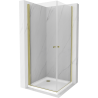 Mexen Pretoria Duo-Duschkabine, schwenkbar 80 x 80 cm, transparent, gold + Flat-Duschwanne - 852-080-080-50-02-4010G