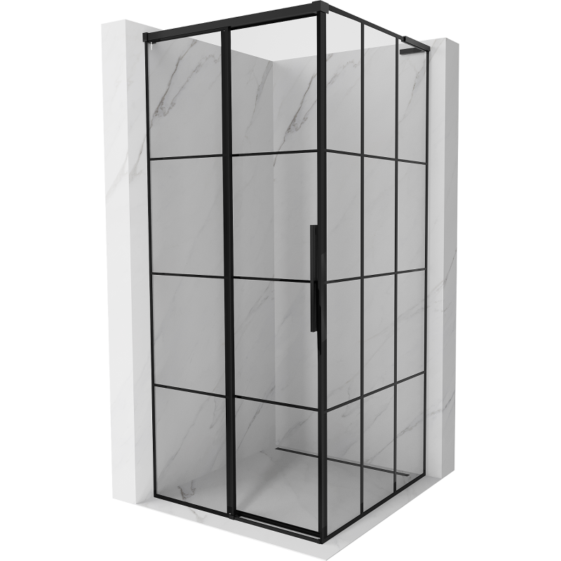 Mexen Rox L Duschkabine links verschiebbar 90 x 90 cm, schwarzes Gitter, schwarz - 8C2L-090-090-70-77-L