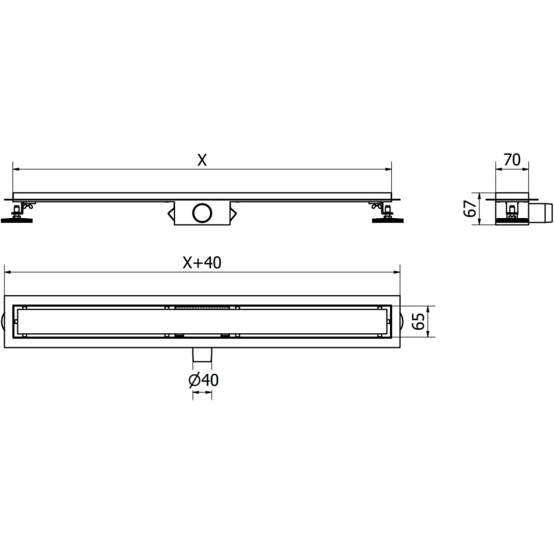 Mexen Flat Korpus für Ablaufrinne 70 cm, gebürstetes Gun Gray - 1E15070