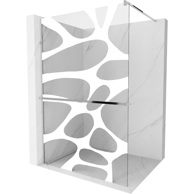 Mexen Kioto+ Duschwand mit Regal Walk-in 110 x 200 cm, weiße Welle, Chrom - 800-110-121-01-97