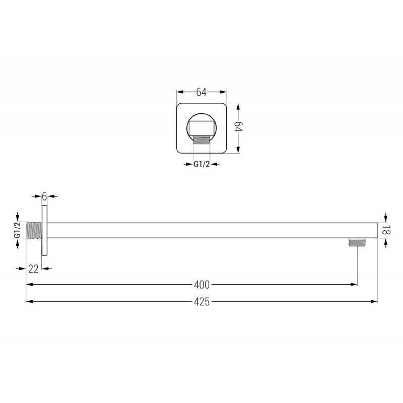 Mexen Duscharm-Wandarm 40 cm Gold - 79112-50