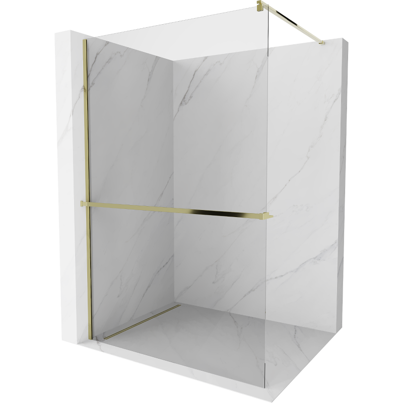 Mexen Kioto+ Duschwand mit Ablage Walk-in 90 x 200 cm, transparent, gold - 800-090-121-50-00