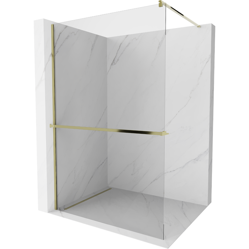 Mexen Kioto+ Duschwand mit Ablage Walk-in 110 x 200 cm, transparent, gold - 800-110-121-50-00