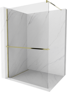Mexen Kioto+ Duschwand mit Ablage Walk-in 130 x 200 cm, transparent, gold - 800-130-121-50-00