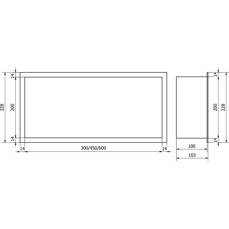 Mexen X-Wall-R Nischenregal mit Flansch 30 x 20 cm, gebürstetes Gun Grey - 19E0302010