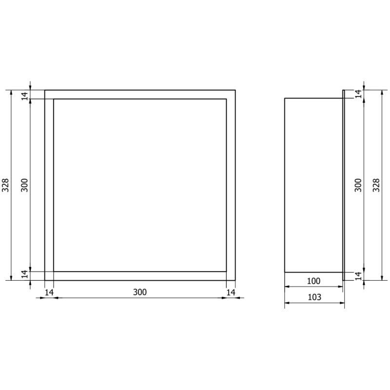 Mexen X-Wall-R Nischenregal mit Rand 30 x 30 cm, gebürstetes Kupfer - 19C0303010