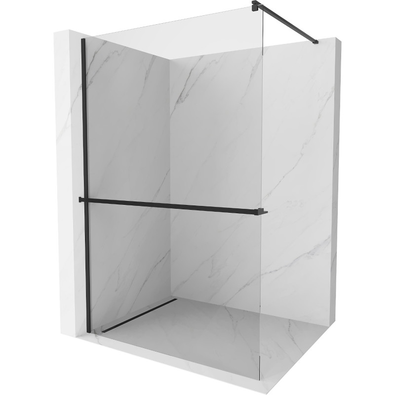 Mexen Kioto+ Duschwand mit Ablage Walk-in 110 x 200 cm, transparent, schwarz - 800-110-121-70-00
