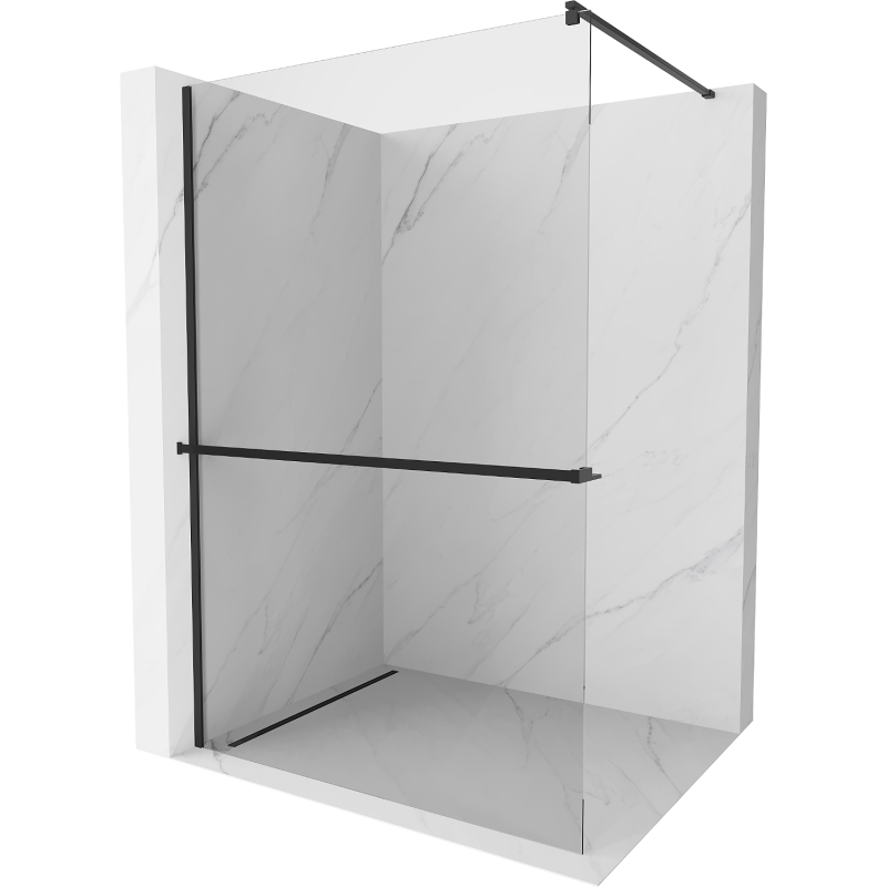 Mexen Kioto+ Duschwand mit Regal Walk-in 120 x 200 cm, transparent, schwarz - 800-120-121-70-00