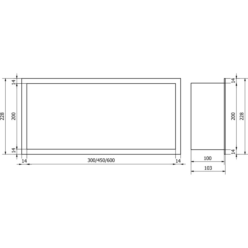 Mexen X-Wall-R Nischenregal mit Flansch 45 x 20 cm, gebürstet Gun Gray - 19E0452010