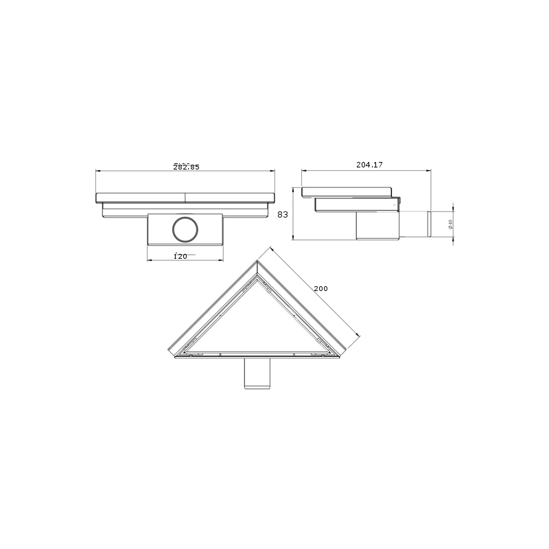 Mexen Flat-T M13 Bodeneinlass dreieckig 20 x 20 cm, weiß - 1210320