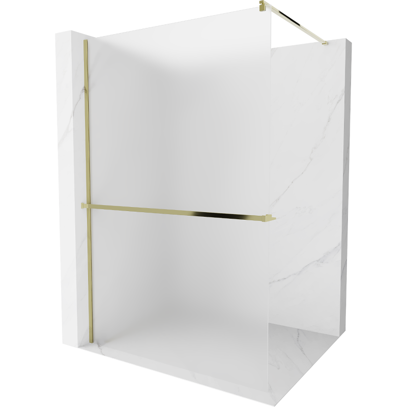 Mexen Kioto+ Duschwand mit Ablage Walk-in 90 x 200 cm, matt, gold - 800-090-121-50-30