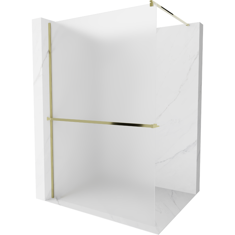Mexen Kioto+ Duschwand mit Regal Walk-in 100 x 200 cm, Raureif, Gold - 800-100-121-50-30