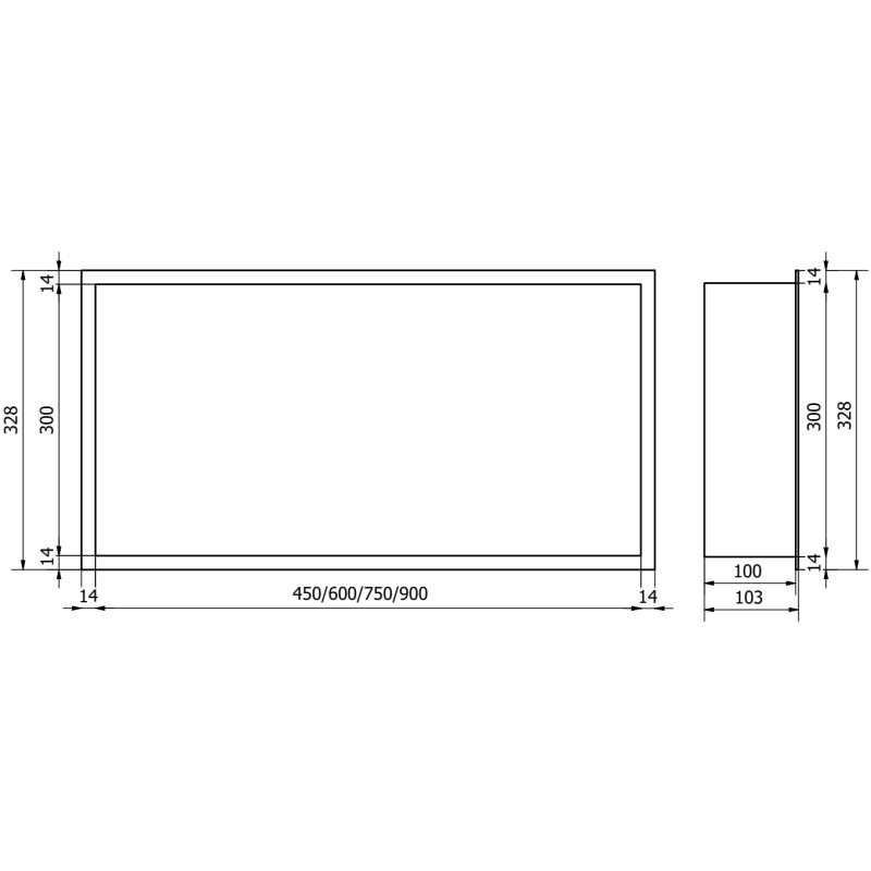 Mexen X-Wall-R Nischenregal mit Flansch 75 x 30 cm, gebürstetes Gun Gray - 19E0753010