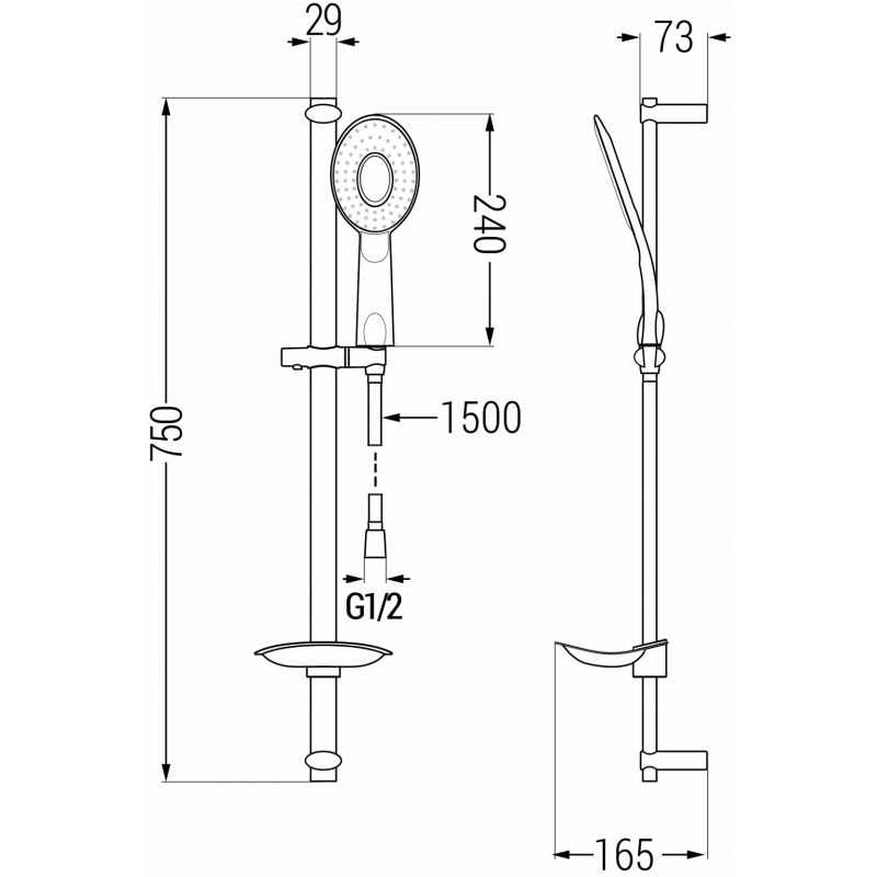 Mexen DB73 verschiebbare Duschgarnitur, schwarz - 785734584-70