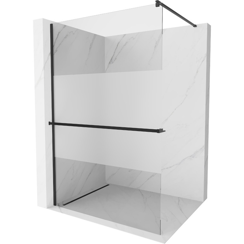 Mexen Kioto+ Duschwand mit Ablage Walk-in 100 x 200 cm, transparent/matt, schwarz - 800-100-121-70-35