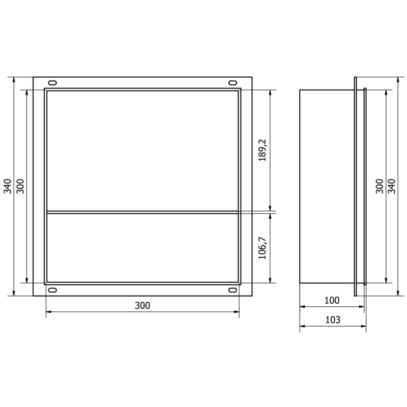 Mexen X-Wall-NR Einbauregal ohne Zierleiste mit Regalboden 30 x 30 cm, gebürstetes Kupfer - 19C1303010S