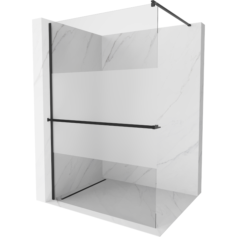 Mexen Kioto+ Duschwand mit Regal Walk-in 110 x 200 cm, transparent/matt, schwarz - 800-110-121-70-35