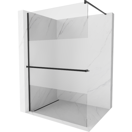 Mexen Kioto+ Duschwand mit Ablage Walk-in 120 x 200 cm, transparent/frost, schwarz - 800-120-121-70-35