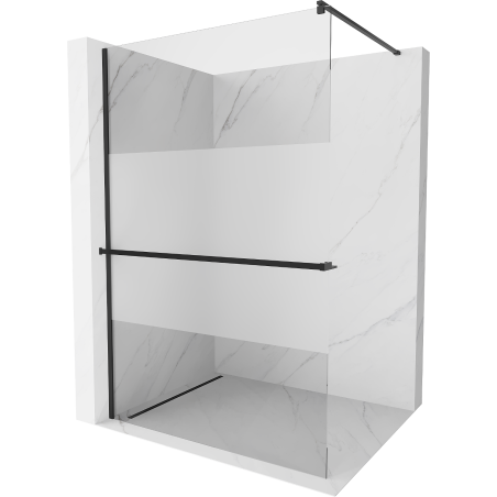 Mexen Kioto+ Duschwand mit Ablage Walk-in 120 x 200 cm, transparent/satiniert, schwarz - 800-120-121-70-35