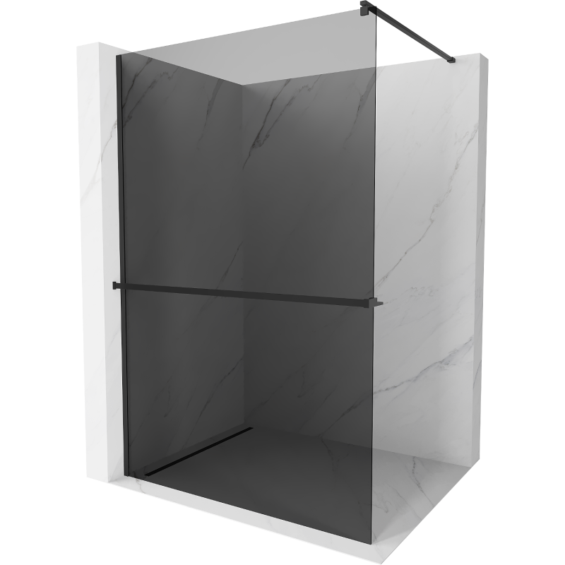 Mexen Kioto+ Duschwand mit Ablage Walk-in 120 x 200 cm, graphit, schwarz - 800-120-121-70-40