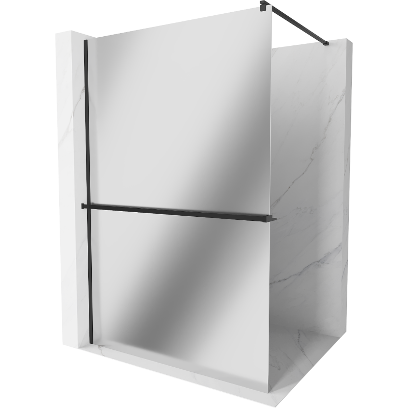 Mexen Kioto+ Duschwand mit Regal Walk-in 80 x 200 cm, Spiegel, Schwarz - 800-080-121-70-50