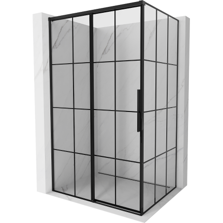 Mexen Rox Schiebeduschkabine links 90 x 70 cm, schwarzes Gitter, schwarz - 8C2-090-070-70-77-L