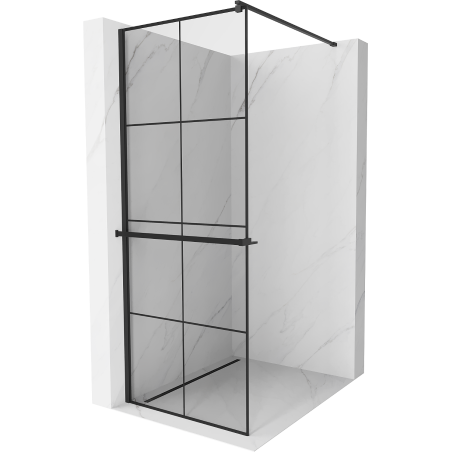 Mexen Kioto+ Duschwand mit Regal Walk-in 70 x 200 cm, schwarze Gitter, schwarz - 800-070-121-70-77