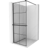 Mexen Kioto+ Duschwand mit Ablage Walk-in 90 x 200 cm, schwarzes Gitter, schwarz - 800-090-121-70-77